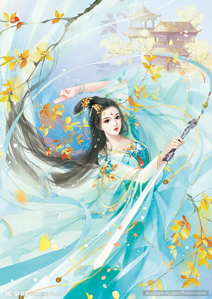 古装帅哥美女插画图片