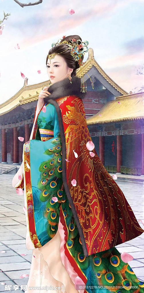 古装帅哥美女插画图片