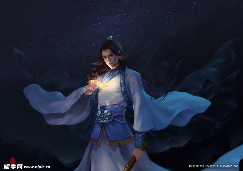 古装帅哥美女插画图片