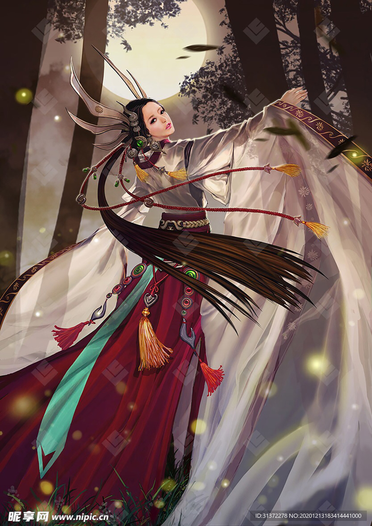 古装帅哥美女插画图片