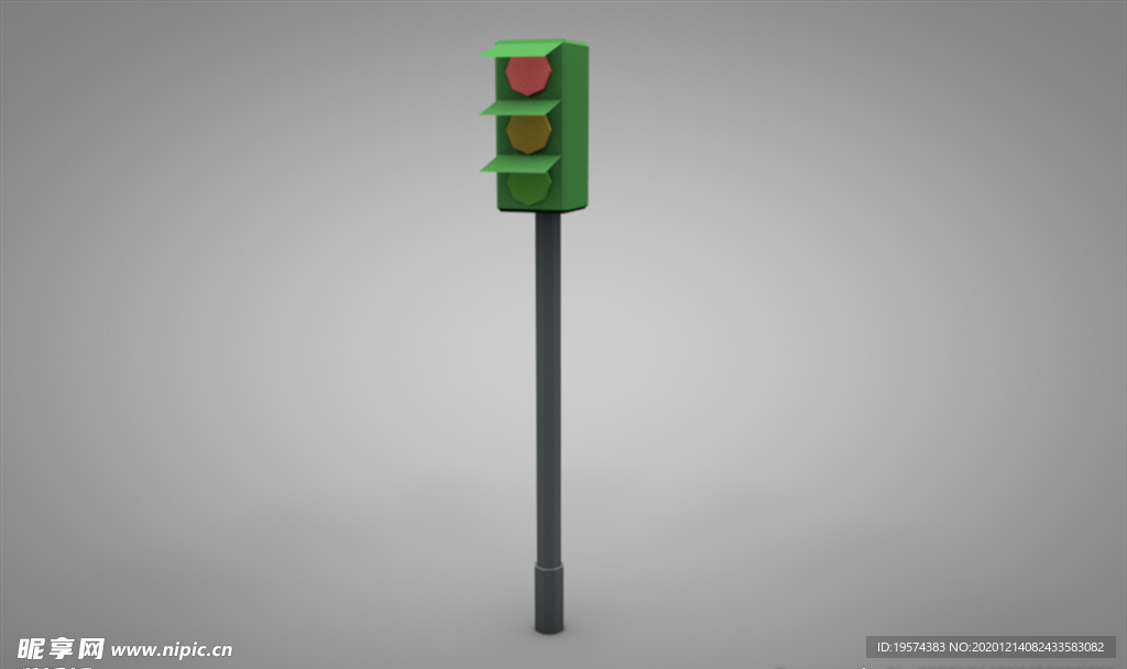 C4D 模型交通信号灯红绿灯