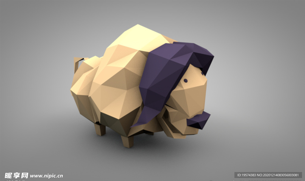 C4D 模型几何卡通山羊