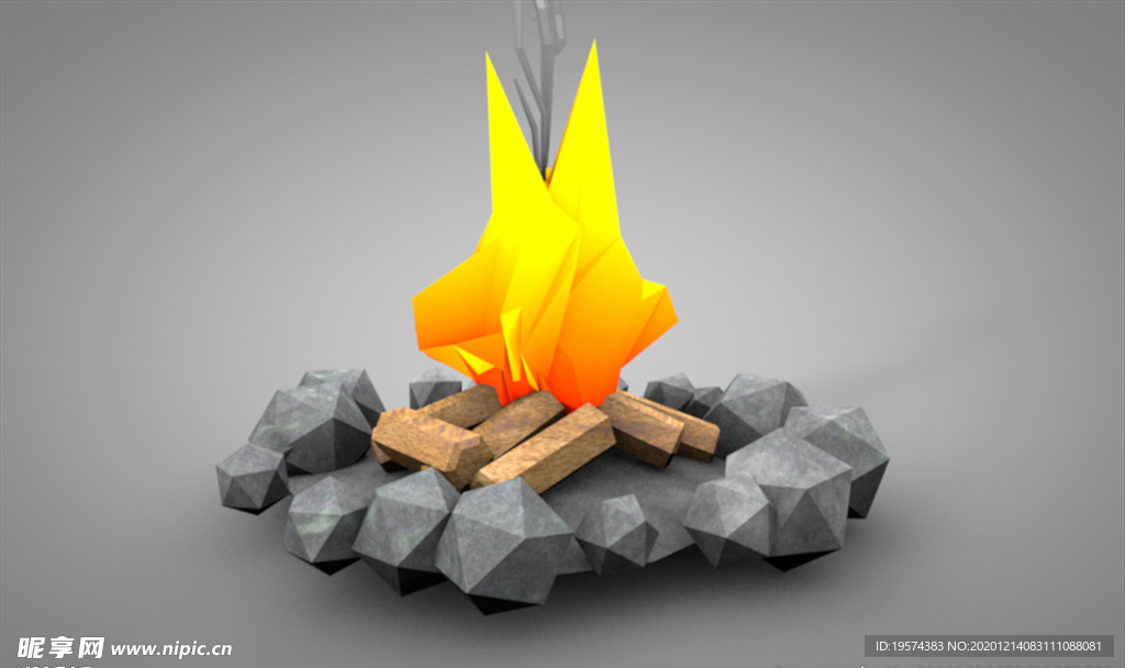 C4D 模型篝火