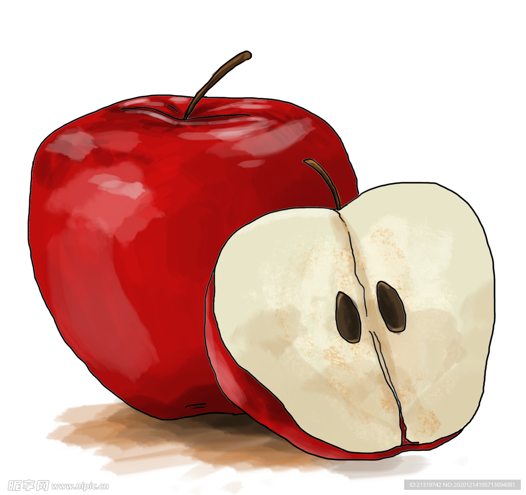 手绘卡通红苹果