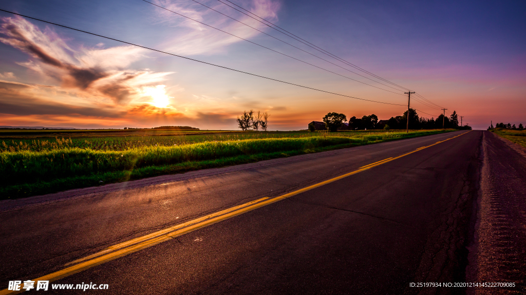 夕阳  公路