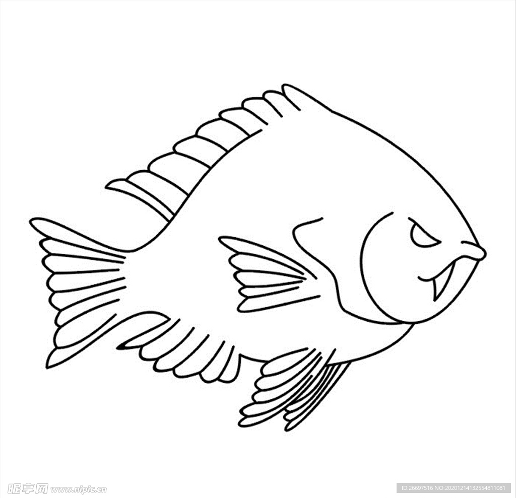 线描鱼图案