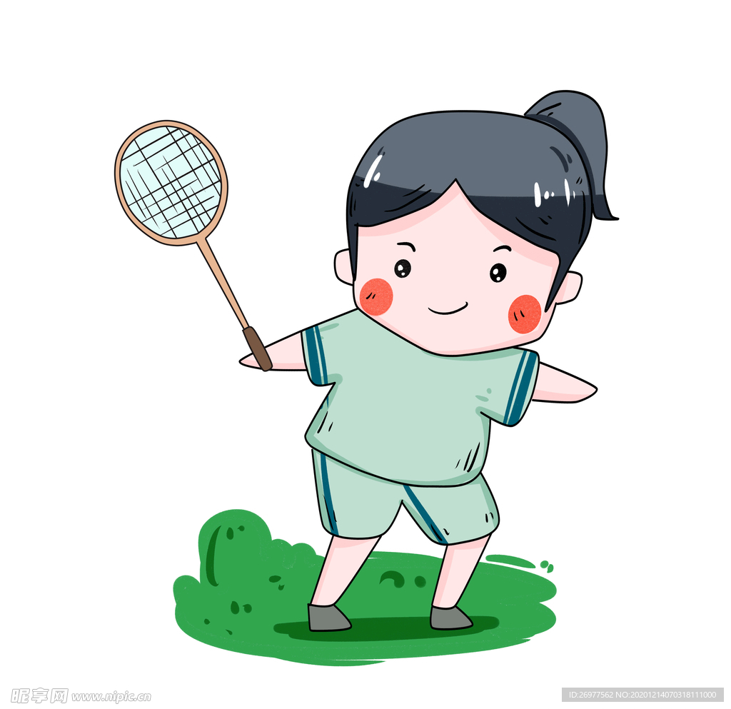 运动女孩打羽毛球