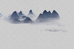 透明底山水画