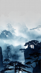 透明底山水画