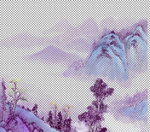 透明底山水画