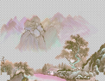 透明底山水画