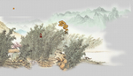 透明底山水画