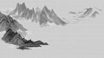 透明底山水画