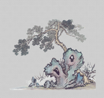 透明底山水画