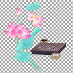 手绘荷花