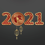 红色剪纸风2021新年牛年海报