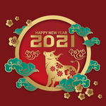 红色剪纸风2021新年牛年海报