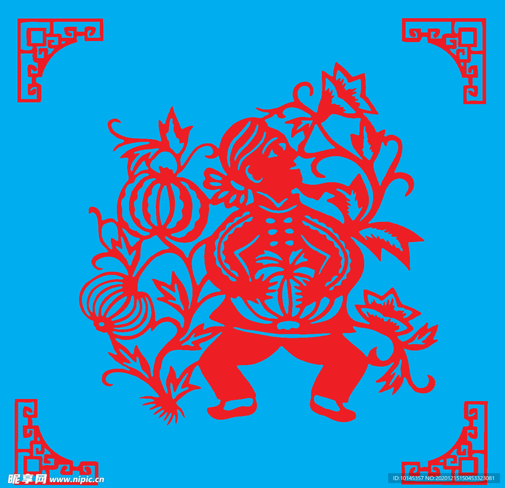 卖瓜剪纸