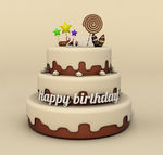 C4D 模型巧克力生日蛋糕