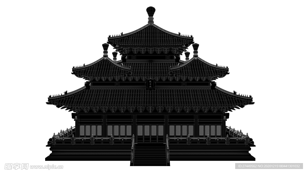 中国古建筑 马头墙线稿 故宫线