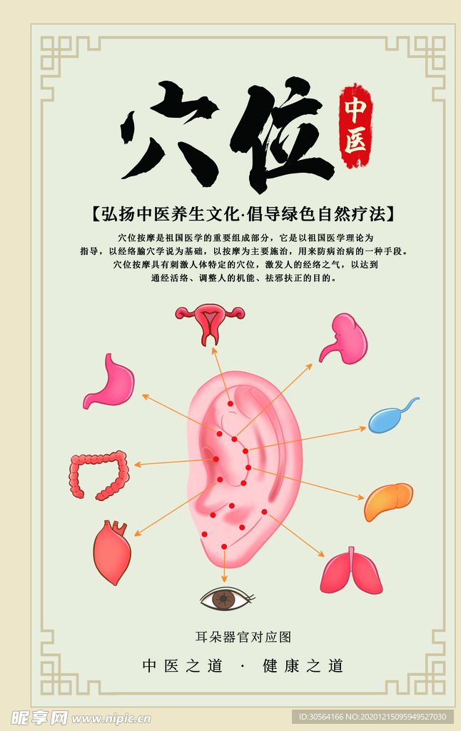 中医穴位治疗传统宣传海报素材