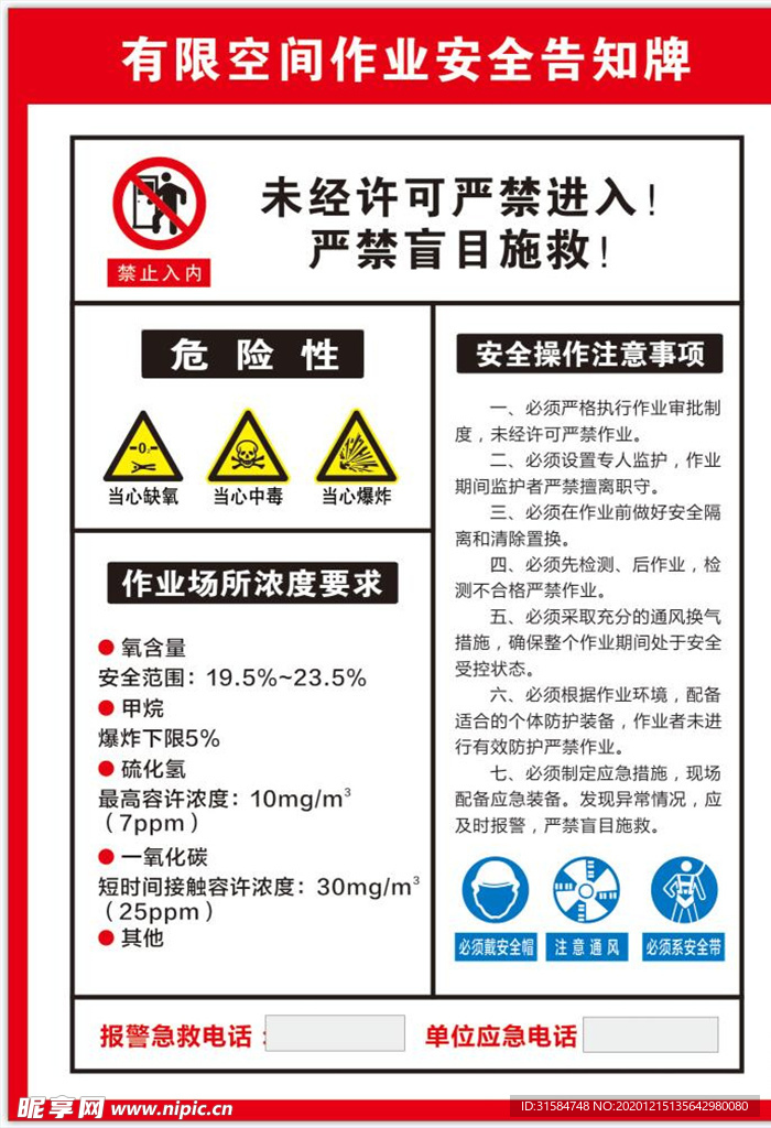 作业安全告知牌