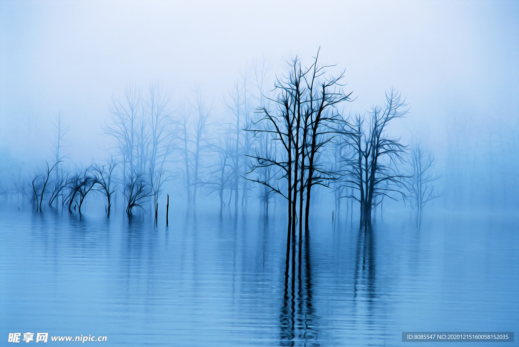 水雾风景油画