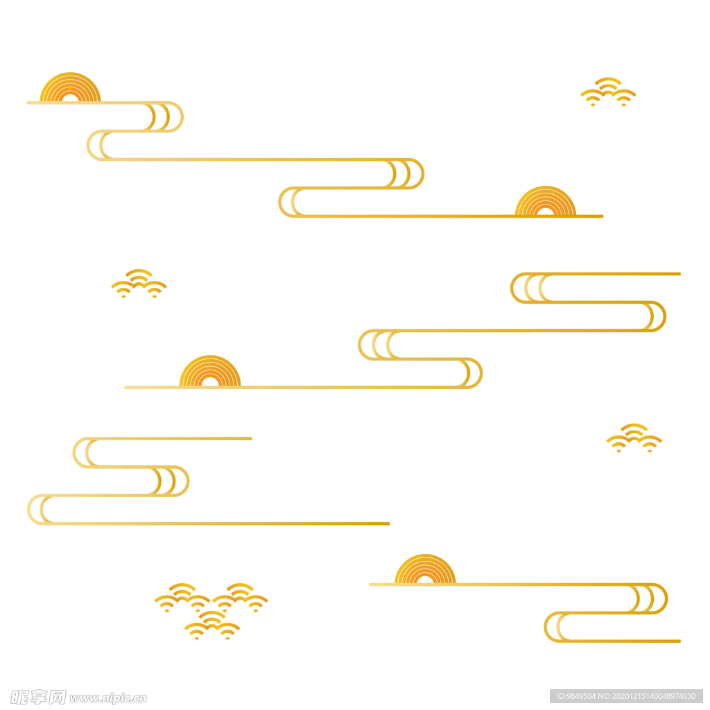 中国风金色祥云PNG免扣素材