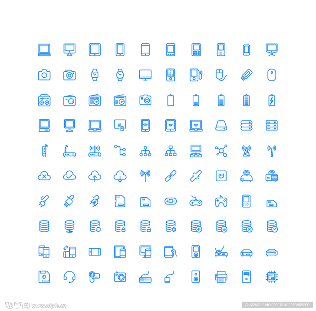 100个设备网络UI图标