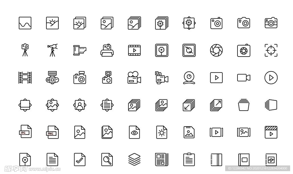 60个图片影音UI图标