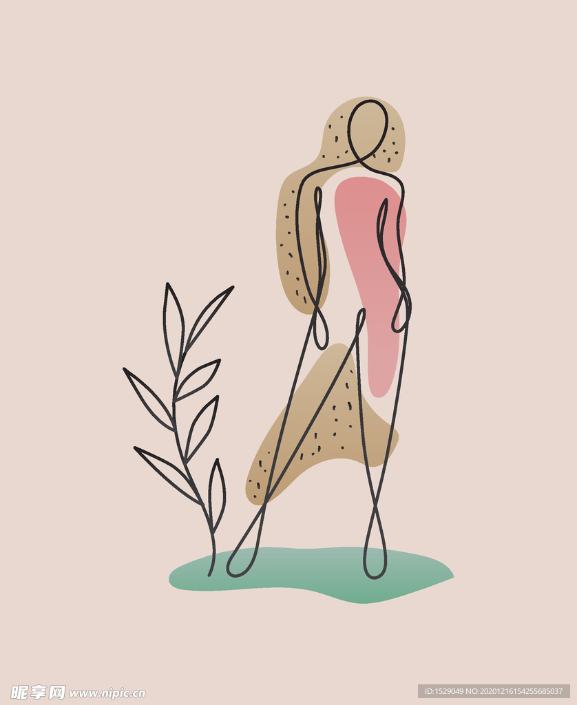 简笔抽象女人