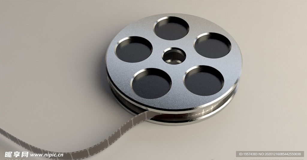 C4D 模型 电影胶片卷轴