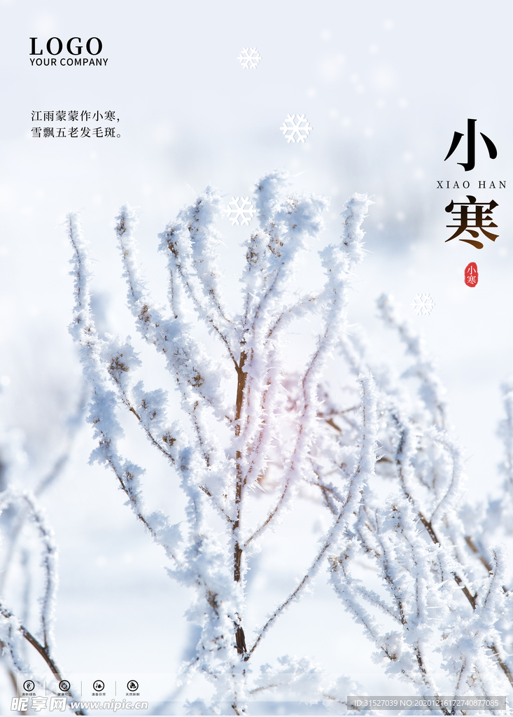 清新24节气小寒宣传海报