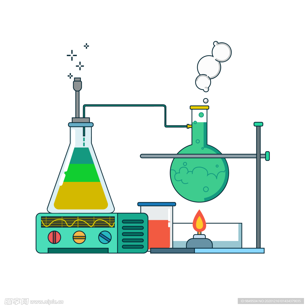 锥形瓶圆底烧瓶化学实验PNG