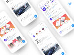 xd社交蓝色UI设计首页APP
