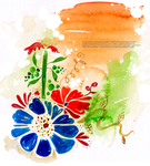 纹样 黄色 排版 文字 花 水