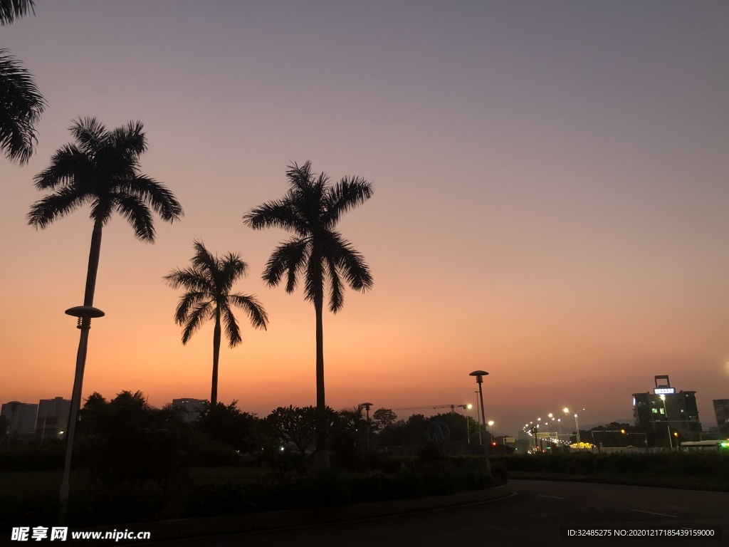 珠海高新区夜景 晚霞