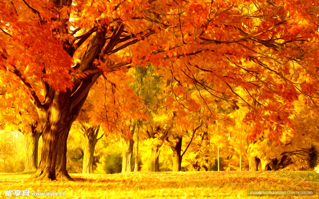 秋天风景油画