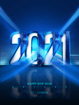 蓝色闪光字体2021海报