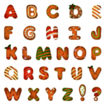 圣诞元素矢量字母饼干样式