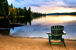 湖景 夕阳 躺椅