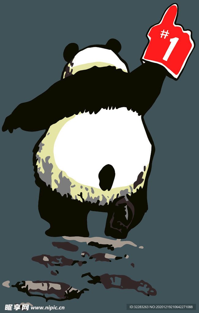 熊猫 T恤 裁片