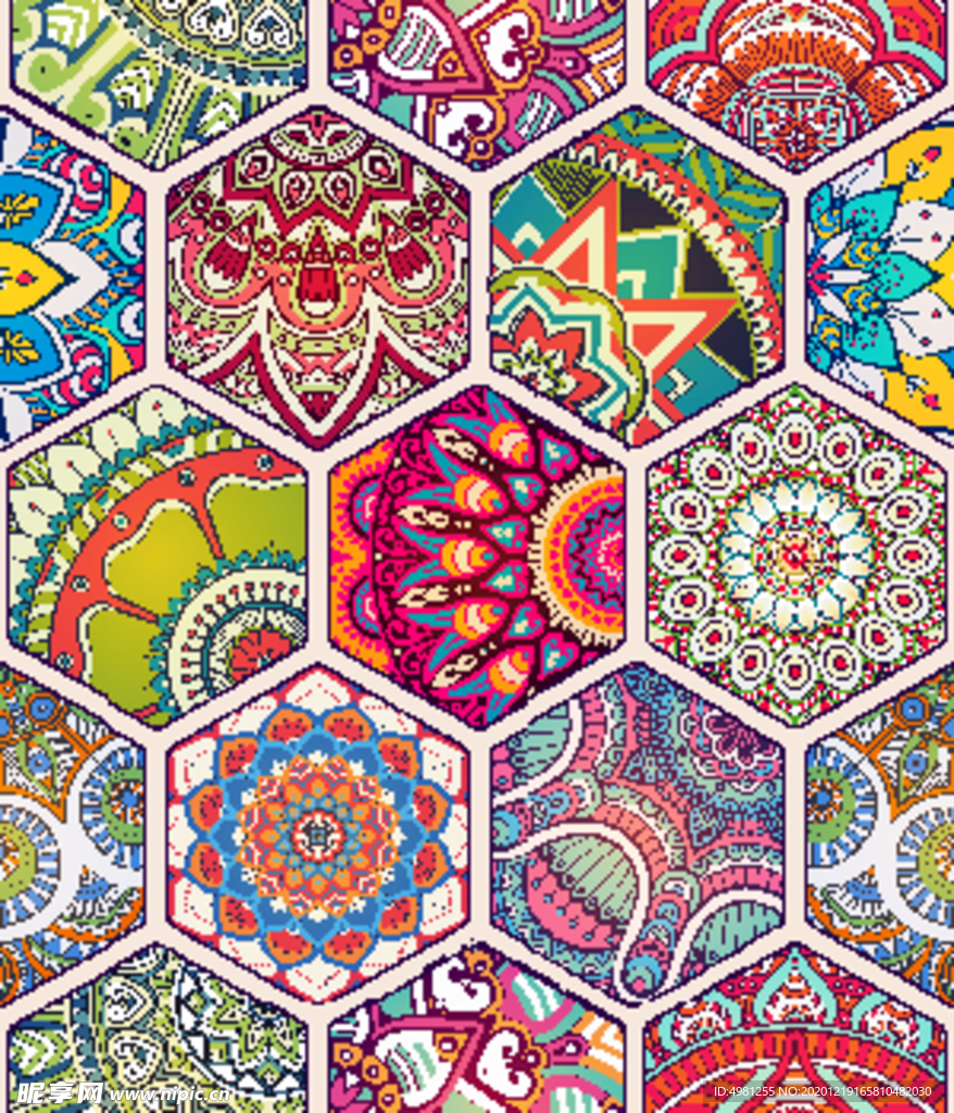 矢量花纹印花图案