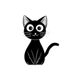 卡通手绘可爱黑色小猫简笔画