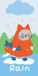 手绘卡通穿雨衣的猫咪装饰画挂画