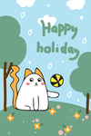 小猫玩球插画