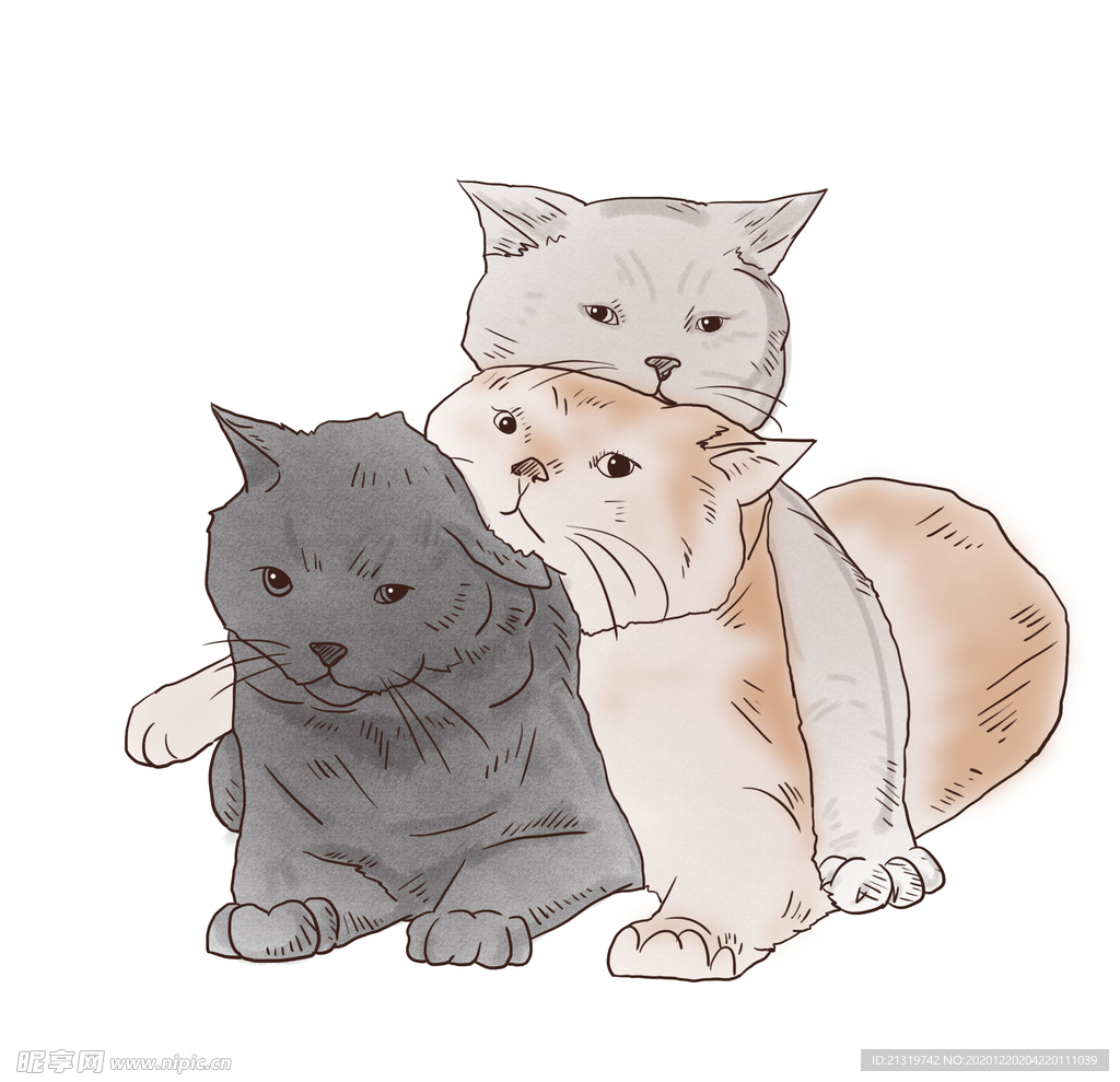 卡通手绘可爱猫叠叠乐