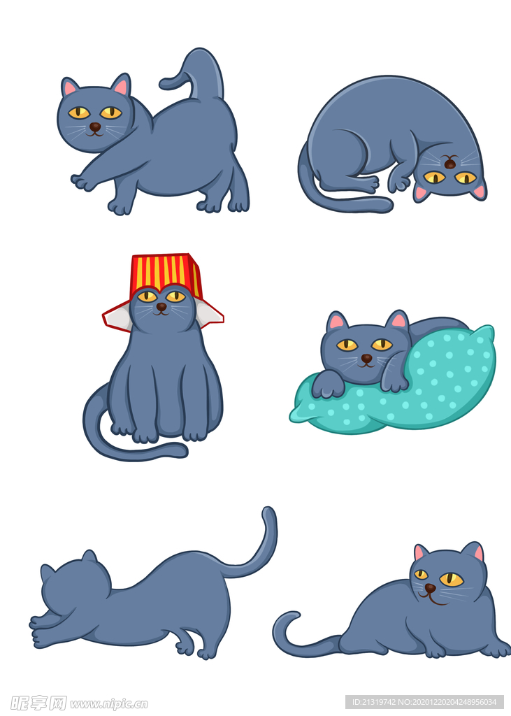 可爱卡通猫咪设计元素