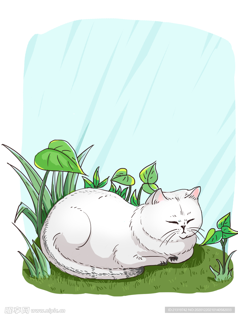 白色卡通猫咪