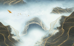 山水画 中式背景墙 装饰画 新
